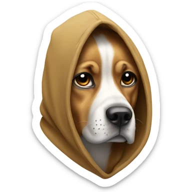 Dog wearing a hood sticker