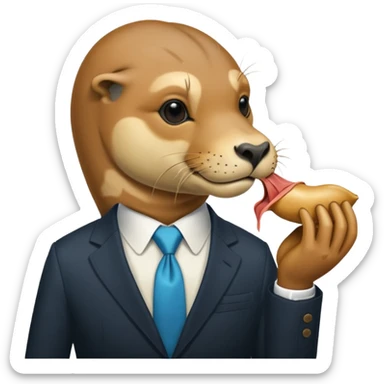 a sea lion eating donald trump sticker