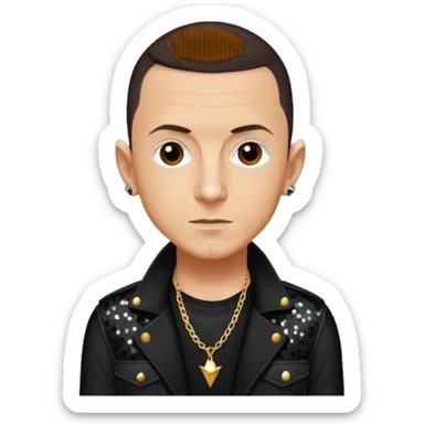 Chester Bennington with dark brown hair, black sequin tour outfit sticker