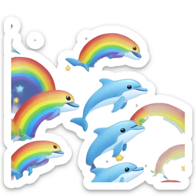 dolphin o rainbow with stars sticker