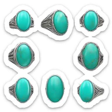 Realistic isolated turquoise ring sticker