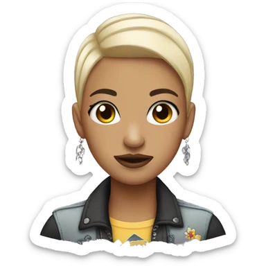 emo girl with buzz cut and earrings  sticker