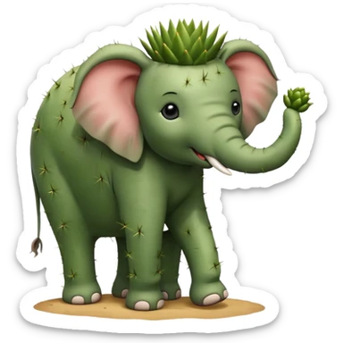 A cactus with an elephant shape with an elephant head that is not a cactus sticker
