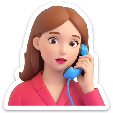 girl talking on phone bedroom background, close up pose sticker