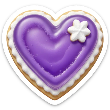 Realistic shortbread cookie in the shape of a heart with Pale Purple color jelly middle filling and sprinkled powder sugar on top. sticker