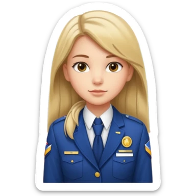 Reception Young girl, straight hair, wearing uniform jacket with hotel name badge, tasteful scarf, stand behind the desk

 sticker