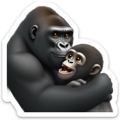 gorilla hugging a monkey sticker