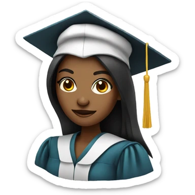 White skin female student with phd graduation hat sticker
