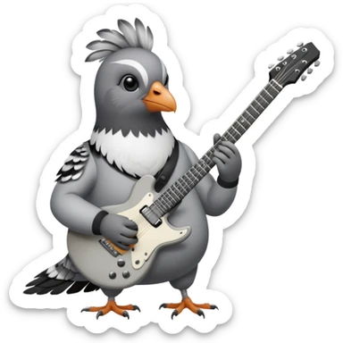 Pigeon playing electric guitar sticker