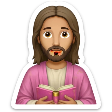Jesus with a pink bible  sticker