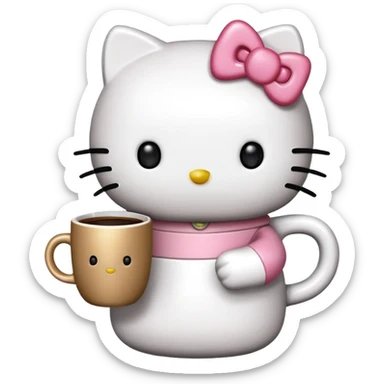 hello kitty com copo de café sticker