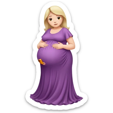 very heavily pregnant overdue woman with super  large belly sticker