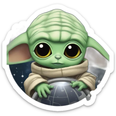 Baby yoda in space  sticker