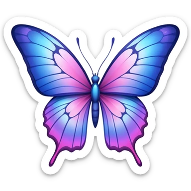 Gradient iridescent Pink indigo violet blue star butterfly sticker