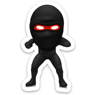 superhero with 3-hole balaclava, everything black, with glowing red laser eyes sticker