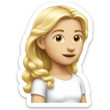 caucasian blonde little girl in white skirt, side view sticker