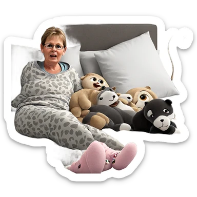 cozy bedtime with stuffed toys sticker