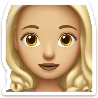 blond girl with brown eyes sipping hot chocolate  sticker