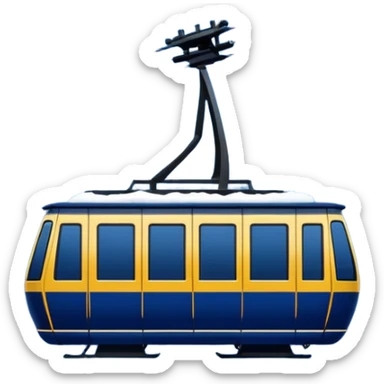 create a cablecar emoji in winter. make it navy dark blue. no yellow. and add the words in white: Lenk  sticker