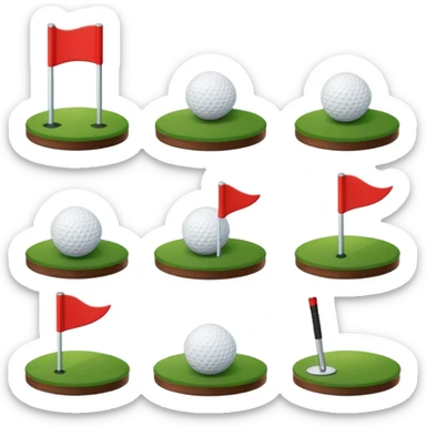 “Create a set of simple, cute, flat-style emojis themed around golf.  Designed in classic emoji style, consistent and expressive.” sticker