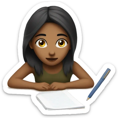 Tired girl with black eyes student writing an outline Tired girl with black eyes student writing an outline  sticker