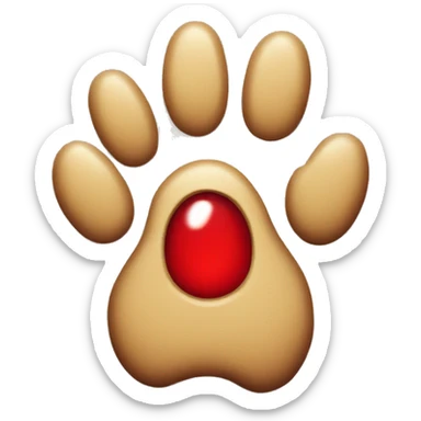 Paw of a dog with red nail polish sticker