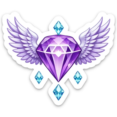 holy diamond emblem with white wings and purple diamond in the middle sticker