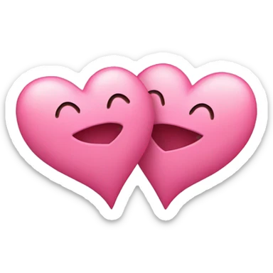 Two pink hearts kissing each other  sticker