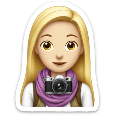 White girl with neck scarf and camera sticker