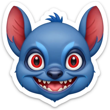 Stitch with red eyes, sinister grin, and Filipino tribal tattoos sticker