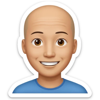 chineese man with a bald head and ponytail in the middle sticker