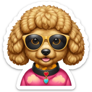 Golden poodle wear sunglasses sticker