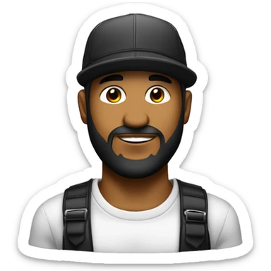 Reggaetonero con barba negra poblada, gorra, y cejas arqueadas sticker