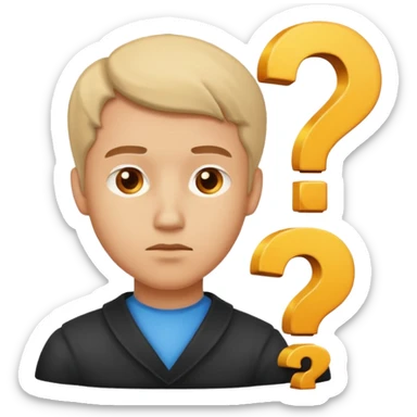 bust of a man with a question mark sticker