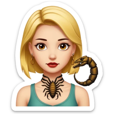 Girl with Scorpion Tattoo on the neck. sticker