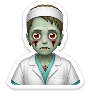 zombie hospital patient in hospital gown sticker