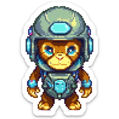 the image is the icon for a videogame insta-use item, it is armor [open face combat helmet] - futuristic cyberpunk -ready to equip-  it is master craftsmanship [ unequipped item ], except it's the monkey from the "neuron activation" meme sticker