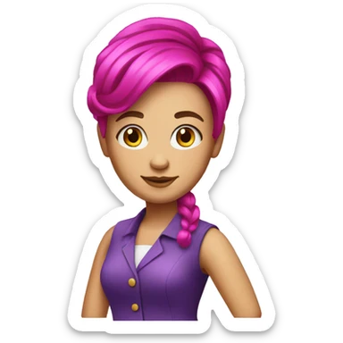 casino cashier with fuchsia hair sticker
