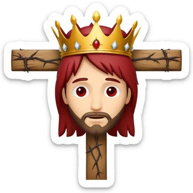 Christ hanging on the cross with the crown of thorns and the blood on him sticker