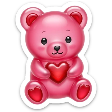 pastel pink jelly bear heart jelly red kawaii sticker