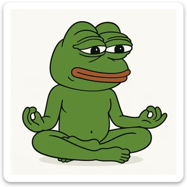 create a pepe doing yoga, white background sticker