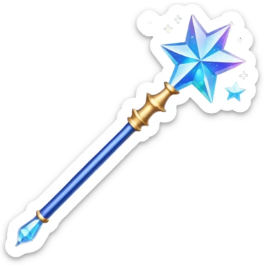 a dark blue magic wand with a bit of magic dust around the head if it. artistic
 sticker