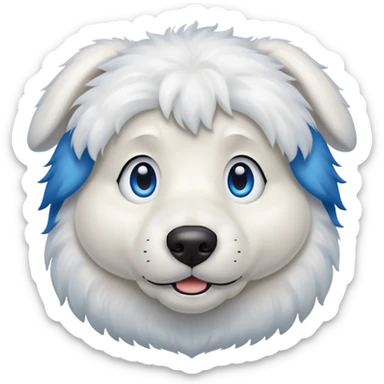big blue eyed white dog sticker