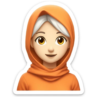 anime girl hijab sweet white skinned peanime female adventurer in orange sweater angles right  sticker