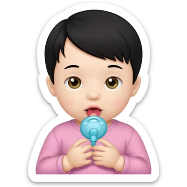 a black hair baby with pacifier sticker