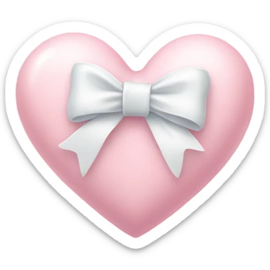 Pastel pink heart with white bow sticker