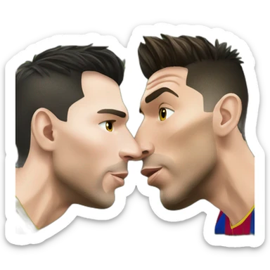 Realistic Leo Messi and realistic Cristiano Ronaldo kissing sticker