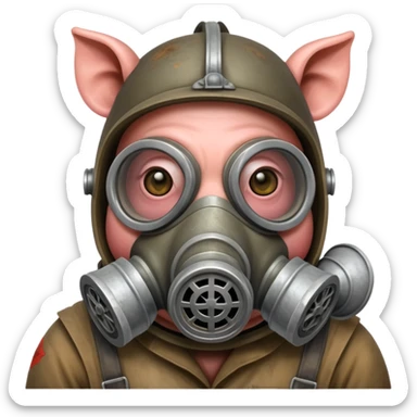 a pig in a Soviet gas mask sticker