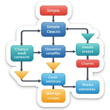 flowchart with multiple tasks and connections sticker