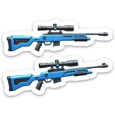 sleek futuristic sniper rifle, extremely long barrel, missile elements, high-tech attachments. add electronic components make the barrel longer sticker